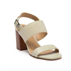 14th & Union Meren Block Heel Sandal, Ivory/Bone Faux Leather‎ New Size 10